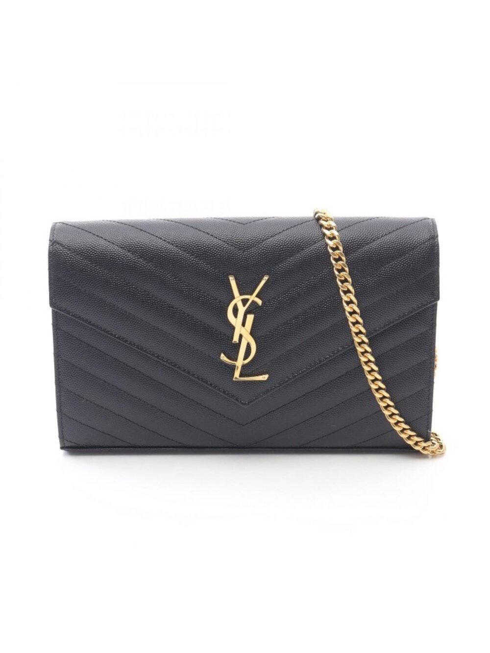 Saint Laurent Paris Shoulder Bag Monogram Black Leather Chain Wallet